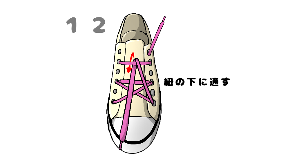 星型になる靴紐の結び方12手順目